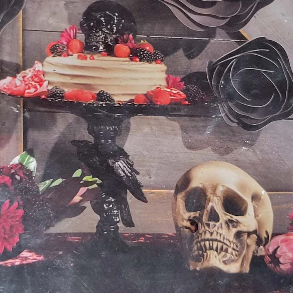 Paper Roses black Halloween decorations DIY Goth floral NWT
